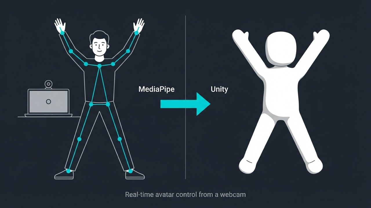 MediaPipe pose tracking driving a Unity Humanoid avatar
